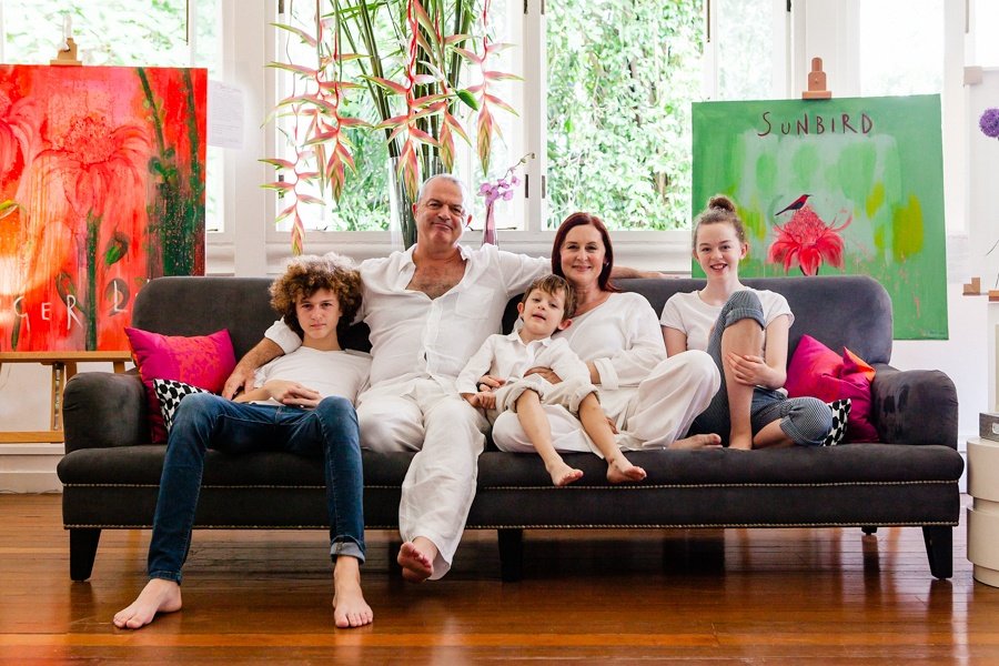 family in black and white house singapore
