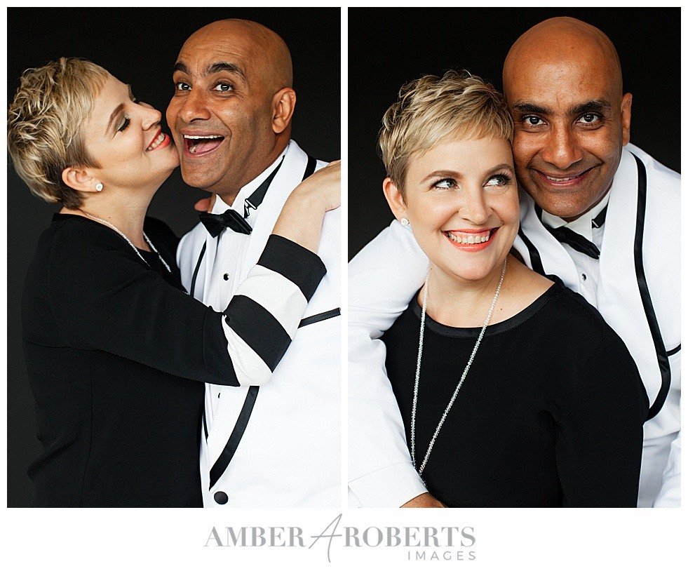 Couple embraces during Valentines Day photo shoot