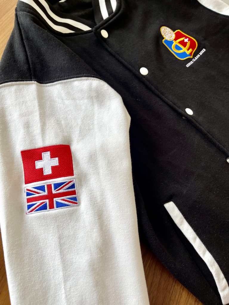 High school senior varsity jacket, belonging to a graduate of College du Leman, Geneva Switzerland